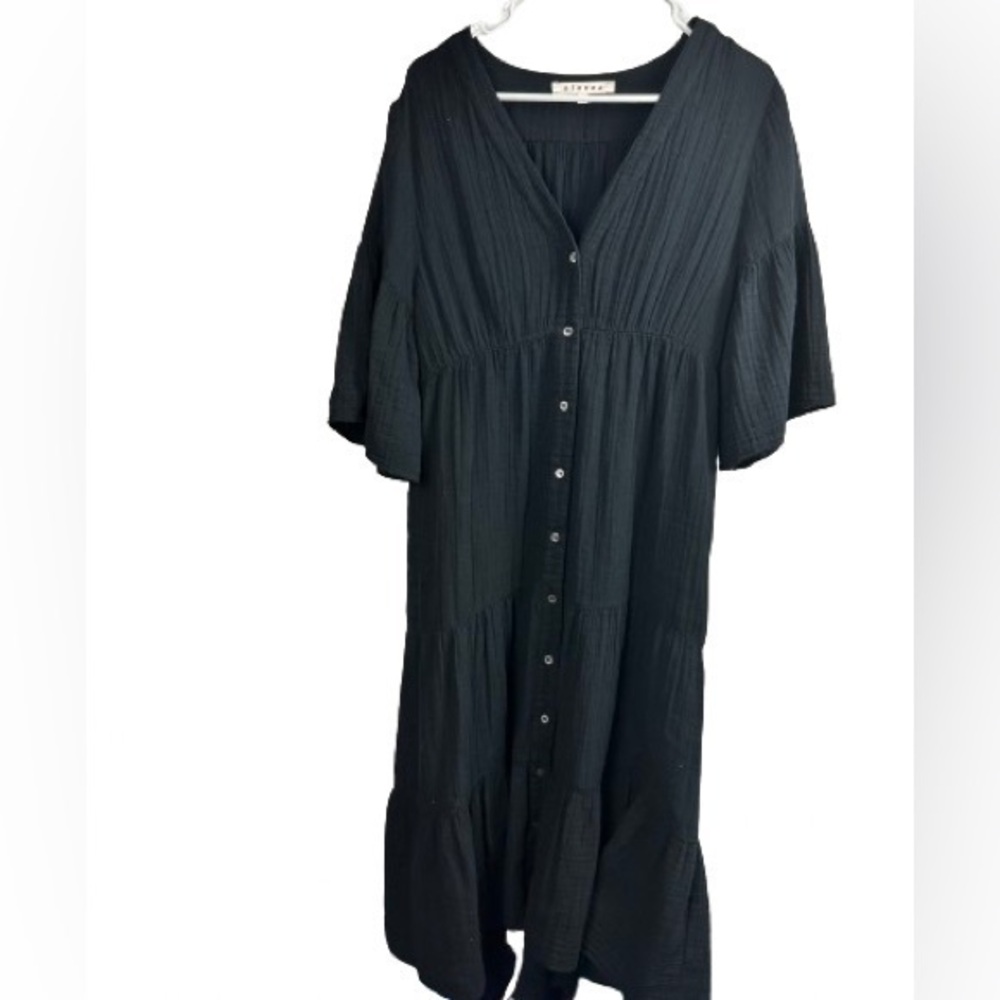 Xirena Kendall black gauze tiered‎ midi dress